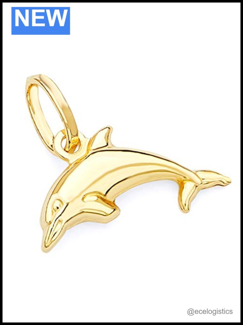 14k Yellow Gold Dolphin Charm Pendant Necklace Fine Jewelry